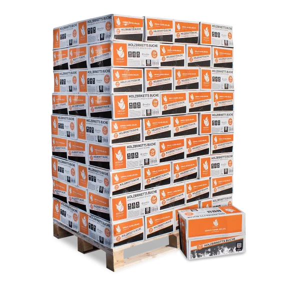 Buchen Nestro Briketts – 12 kg Box – Palette 81× (972 kg)