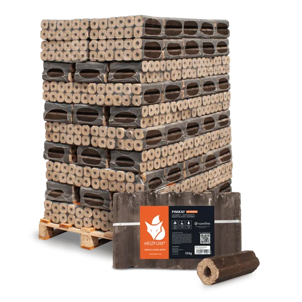 PiniKay Hartholzbriketts Oktagon – mit Zugloch (Palette 960 kg)