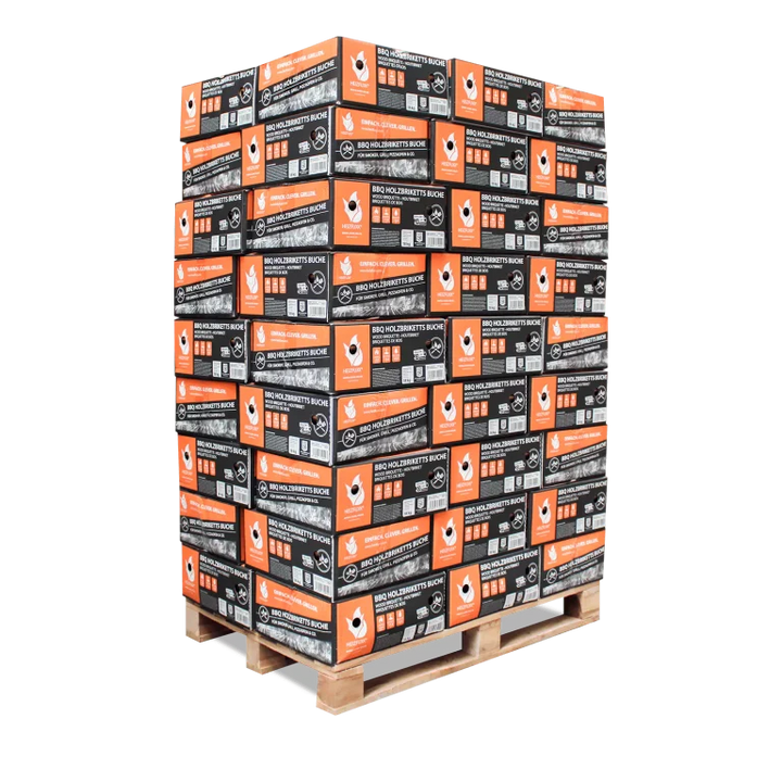 BBQ-Briketts aus reiner Buche – 18 kg Karton, 54er Palette (972 kg)