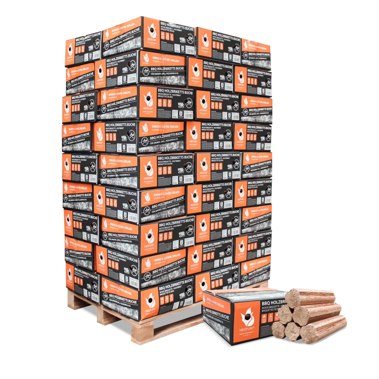BBQ-Briketts aus reiner Buche – 18 kg Karton, 54er Palette (972 kg)