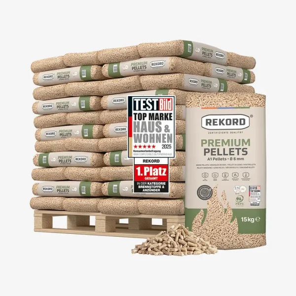 REKORD Premium Holzpellets 6mm ENplusA1, 66 × 15kg Palette