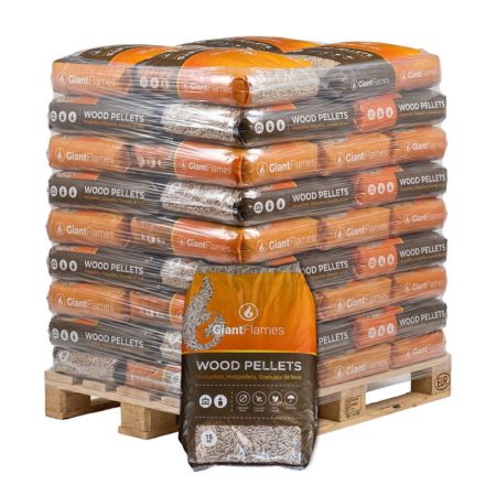 Palette Giant Flames Holzpellets 65 Säcke x 15 kg (975 kg) (4.8)  10 reviews | Eine bewertung schreiben